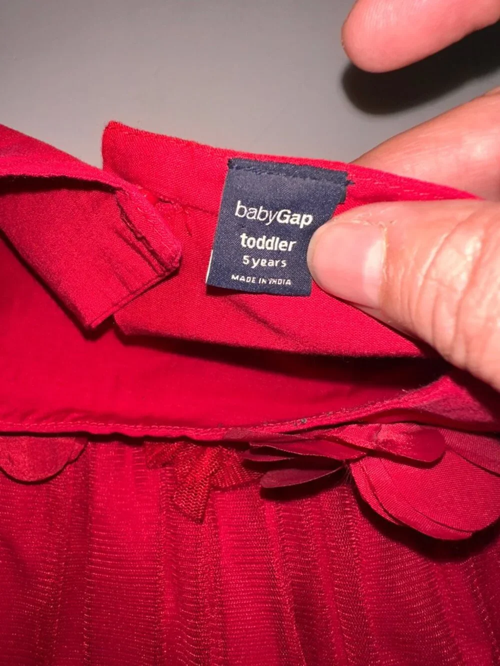 BABY GAP RED TULLE OVERLAY w/ PETAL FLOWERS BODICE-SLEEVELESS DRESS Sz 5 5T #648